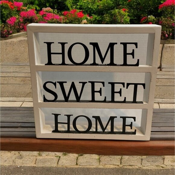 Modern Home Sweet Home Décor Plaques Signs Black White 12x12 - Picture 1 of 5
